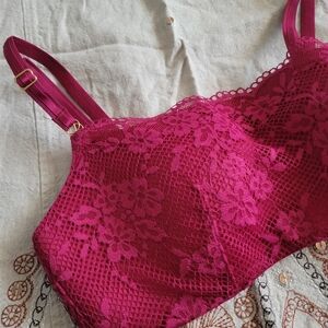 Victoria's Secret Floral Lace Bralette in Rich Magenta